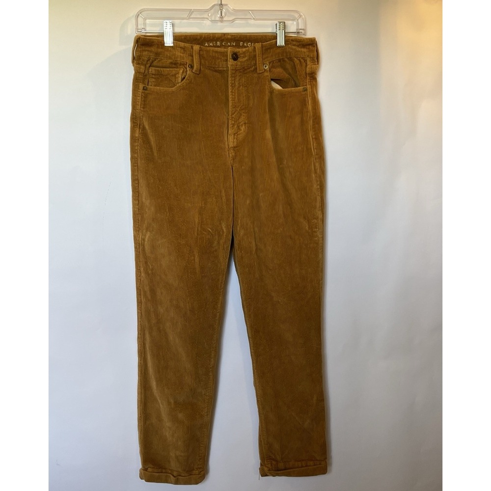 American Eagle Fall Women's Size 8 Super Stretch Cuffed Gold Corduroy Pants